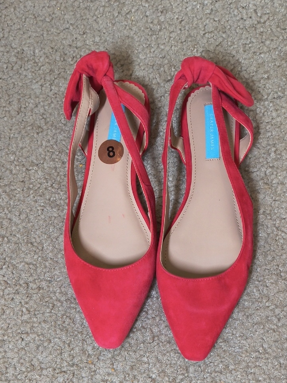 Draper James Coral-Red Pointed Tie Flats Women's Size 8 W9